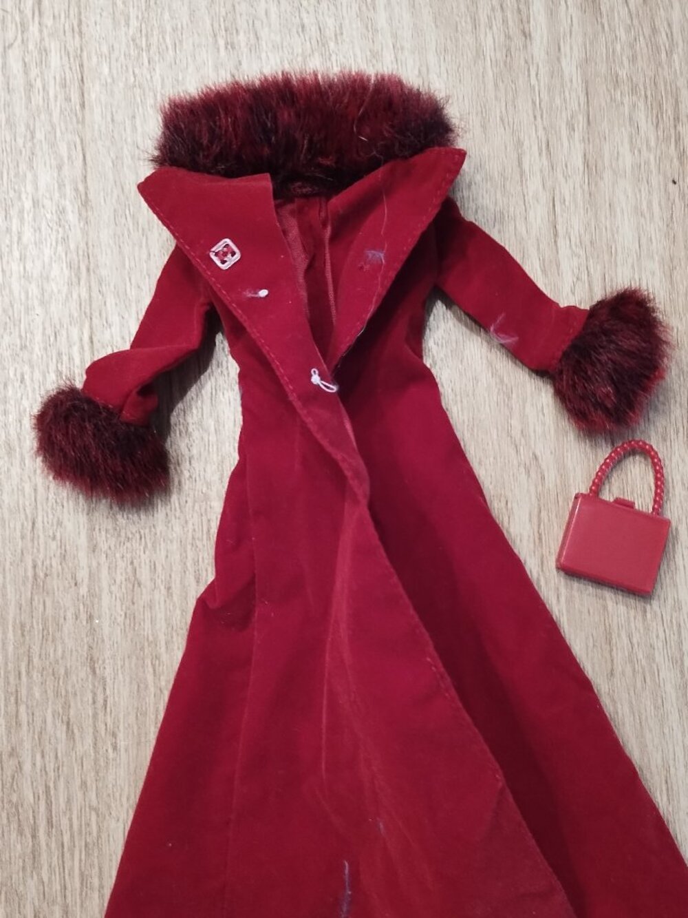 Barnie Long Red Coat and Purse